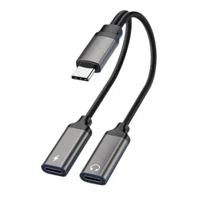 USB-C adapter za zvuk i punjenje 60W PD s DAC-om, aluminijski kabel