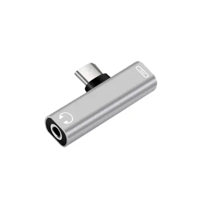 2-pack Type-C adapter za punjenje i 3,5mm audio, srebrni ABS