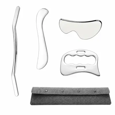 Set Gua Sha od nehrđajućeg čelika — 4 oblika, ergonomski