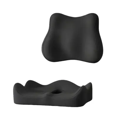 Set jastuka za ublažavanje pritiska i lumbalna potpora - ergonomska memorijska pjena za udobno sjedenje Crna
