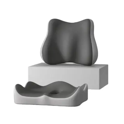Set jastuka za ublažavanje pritiska i lumbalna potpora - ergonomska memorijska pjena za udobno sjedenje Siva