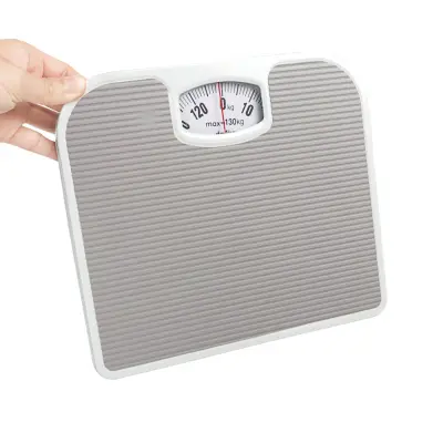 Mehanička vaga za tijelo s kožnom površinom - nosivost 130 kg, precizno kućno vaganje Siva