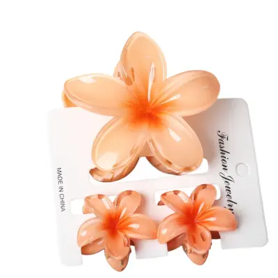 Set cvjetnih štipaljki za kosu 3 kom, ABS, protuklizne, 7.5cm x 4cm Orange