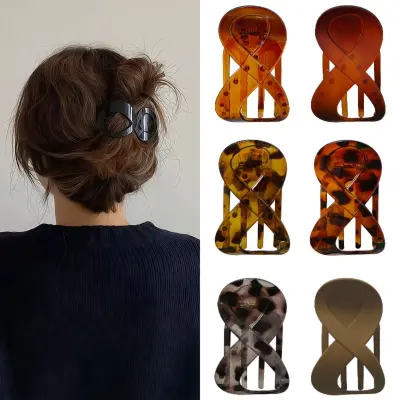 Akrilne figure-8 patkaste klamerice za kosu, set 6 kom, višebojne