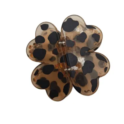 Četverolisna magnetska ukosnica (velika) 2 kom, leopard smeđa
