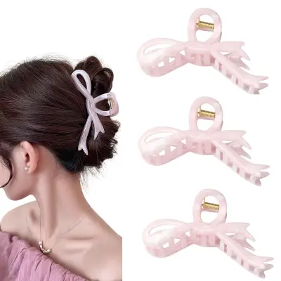 Set od 3 mašne kopče s tintnim gradijentom, prozirni PC Pink