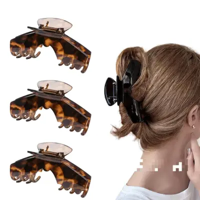 Set 3 luksuzne špangice za punđu s leopard uzorkom i dubokom šupljinom coffee