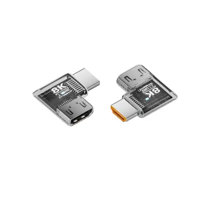 UHD HDMI adapter ženski-na-muški pod kutom, paket od 3 – HDMI 2.1, 8K@60Hz, 90B0 ABS priključak Proziran