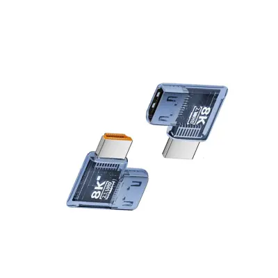 UHD HDMI adapter ženski-na-muški pod kutom, paket od 3 – HDMI 2.1, 8K@60Hz, 90B0 ABS priključak Plava