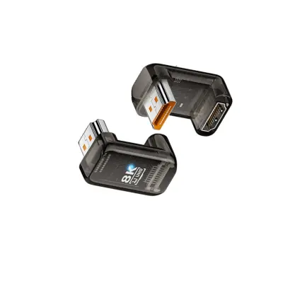 8K UHD HDMI 2.1 adapter (ženski na muški), U-oblik 180° za monitor i TV - 3 kom Crna