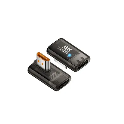 Adapter HDMI 2.1 UHD 8K@60Hz (ženski na muški), 90° lijevi kut, za PC i monitor - set od 3 Crna