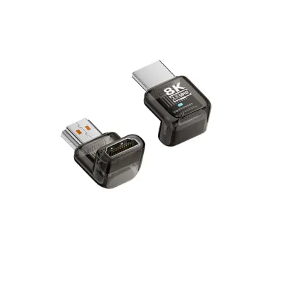 8K@60Hz UHD HDMI 2.1 muški-na-ženski adapter, vertikalno savijanje 90° za monitor i TV - set od 3 Crna