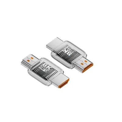 UHD HDMI 2.1 adapter muško-na-muško (pakiranje od 3) — 8K@60Hz, ravni 180° HDTV konektor, prozirni ABS