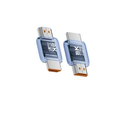 UHD HDMI adapter muško-na-muško (pakiranje od 3) — HDMI 2.1 8K@60Hz, ravan 180° konektor za PC, laptop na TV/monitor Plava