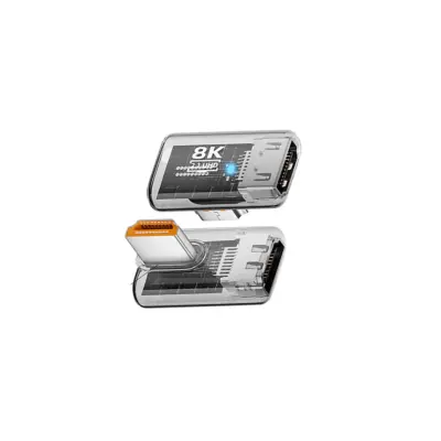 8K 60Hz HDMI 2.1 Adapter UHD (ženski na muški), 90° kut, za PC, monitor i TV - 3 kom Proziran