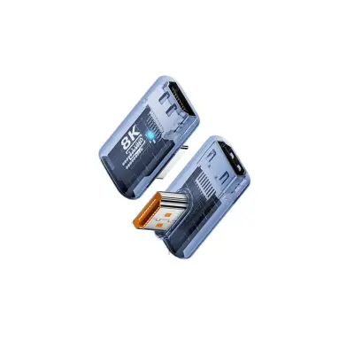 Adapter HDMI 2.1 UHD 8K@60Hz (ženski na muški), 90° lijevi kut, za PC i monitor - set od 3 Plava