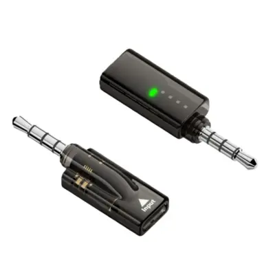 Audio adapter 3,5 mm muški na USB-C ženski s ugrađenim DAC dekoderom, 16bit/48KHz, izlaz 40mW, crni