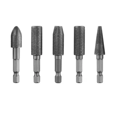 Set 5 rotacionih turpija 6mm heks držač, ugljični čelik za obradu