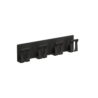 Zidni držač za četkice 4 mjesta od aluminija — bez bušenja Black