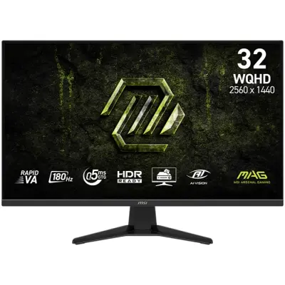 MSI 31.5" MAG Gaming Monitor Monitor 325QF E18V, VA 2K/WQHD, 180Hz, 0.5ms, Adaptive-Sync, HDR Ready, DisplayPort, 2x HDMI