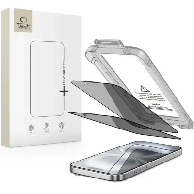 Tech-Protect Quick Set Spy+ zaštitno staklo za privatnost za iPhone 15/16, 2 komada