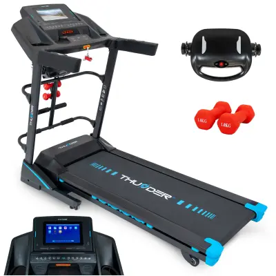 Napredna traka za trčanje THUNDER RONX-DS-TFT-BLACK – 3 HP, 18 km/h, nagib 15 razina, 10,1" TFT Android