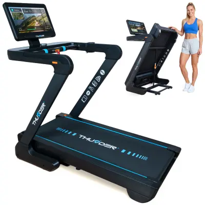 Električna traka za trčanje THUNDER ELION-S-TFT-BLACK – 4 HP, 20 km/h, 21,5" TFT, WiFi