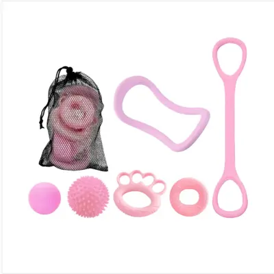 Set silikonskih hvataljki 6 kom s masažnom loptom i prstenima Pink