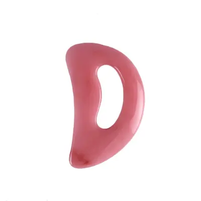 Mini Gua Sha pločica od smole, ergonomski luk za lice, ružičasta