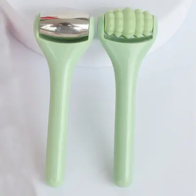 Mini set za masažu lica i konture očiju — čelik i silikon Green