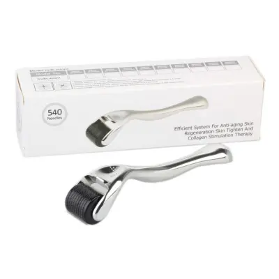 Microneedle Roller 02 – 540 iglica derma valjak s zlatnom ABS drškom Silver 1,5 mm
