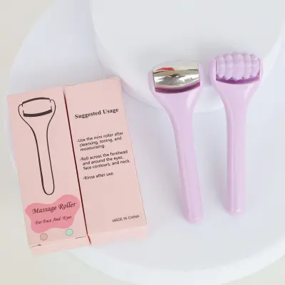 Mini set za masažu lica i konture očiju — čelik i silikon Purple