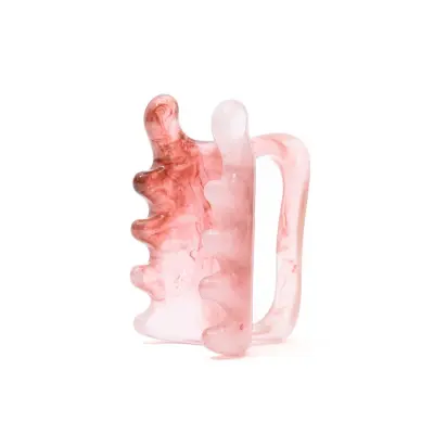 Gua sha masažer za vrat, ramena i leđa od smole s ergonomskom drškom Pink