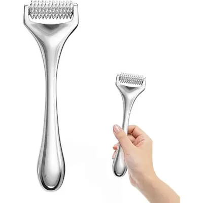 Metalni mikroiglični valjak - ručni derma valjak od srebrne legure za lice i tijelo za obnavljanje kože i protiv bora