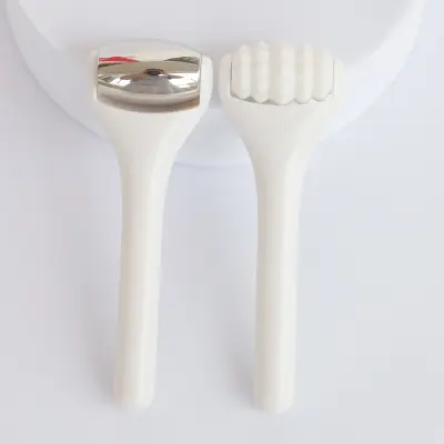 Mini set za masažu lica i konture očiju — čelik i silikon White