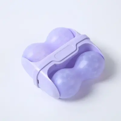 Dvoglavi ledeni valjak za lice i oči — prijenosni plastični masažer Purple
