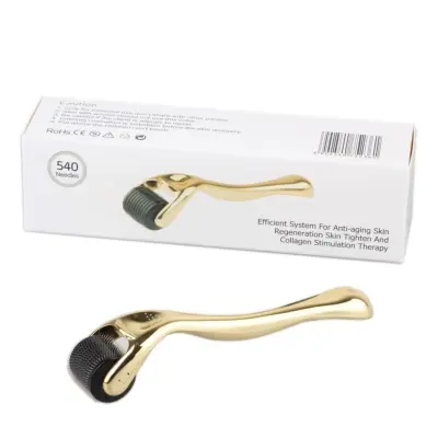 Microneedle Roller 02 – 540 iglica derma valjak s zlatnom ABS drškom Gold 0,3 mm
