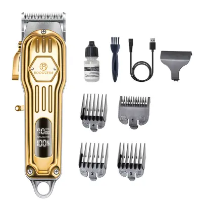 Metalni bežični pametni šišač kose 2000mAh, 7000RPM motor Gold