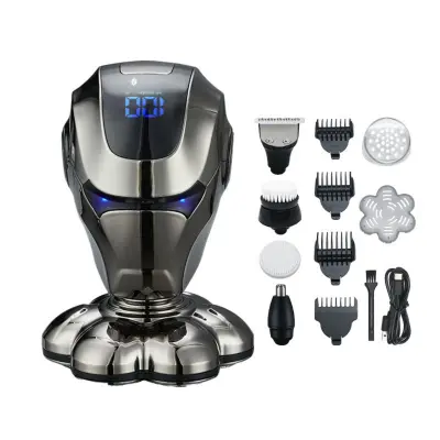 Muški magnetni brijač s 7 glavama, 5u1 dizajn, 7D glave, LED Black