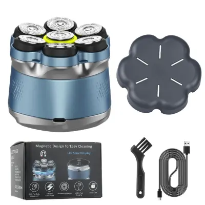 7-glavni magnetski električni brijač – IPX6 vodootporan, LED zaslon Blue