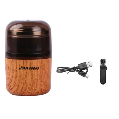 Mini električni brijač – 3-glavni rotacijski, USB punjiv, prenosiv Wood color