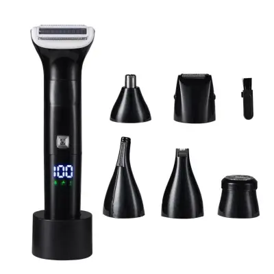6-u-1 električni trimer, USB punjiv, precizno oblikovanje lica Black