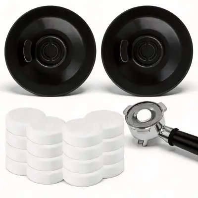 Komplet za backflush 54mm: 2 crne gumene pločice i 16 tableta