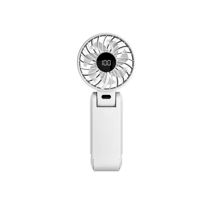 Prijenosni vratni ventilator s vrpcom, digitalni zaslon i 100 brzina Bijela