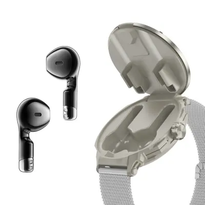 2-u-1 TWS pametni sat s ugrađenim slušalicama i Bluetooth 5.3 Silver