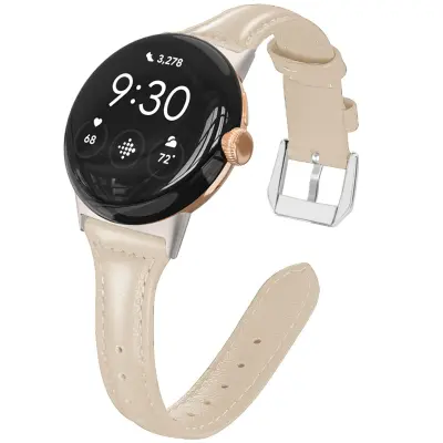 Remen od umjetne kože kompatibilan s Google Pixel Watch4 45mm - kopča na pin, lagan i udoban Slonovača