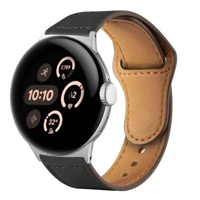 Remen od umjetne kože za sat, kompatibilan s Google Pixel Watch 3/4 (45 mm) — podesivi i ugodan za kožu Crna