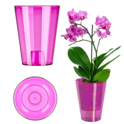 Cvetlični lonec za orhideju Plastični cvetlični lonec roza 12 cm