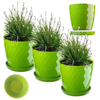 cvetlični lonec, pokor za cvetlični lonec, 25 cm, stojalo za rože, zelena plastika, 3 kosi.