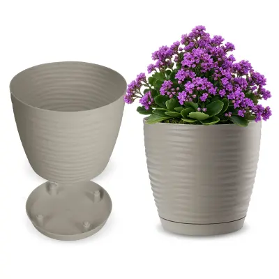 cvetlični lonec 17 cm okrugla plastika cvetlični lonec siv